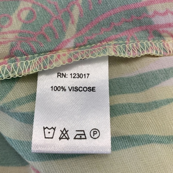 Maude Vivante Noelle Button Up Womens L Collared Camp Shirt Short Sleeve Print - Picture 10 of 13